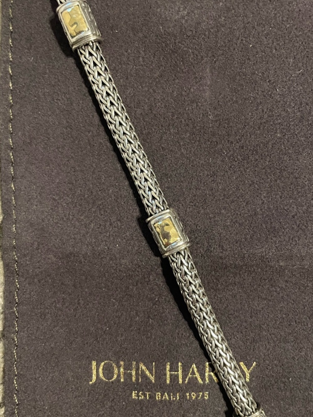 John Hardy sterling Silver and 1/3 18k Gold two tone Chain icon Bracelet